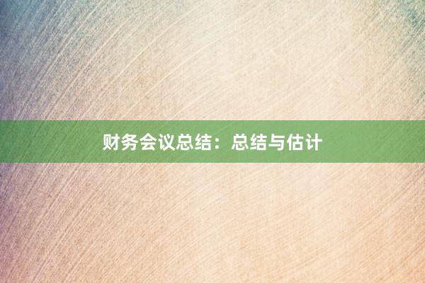财务会议总结：总结与估计